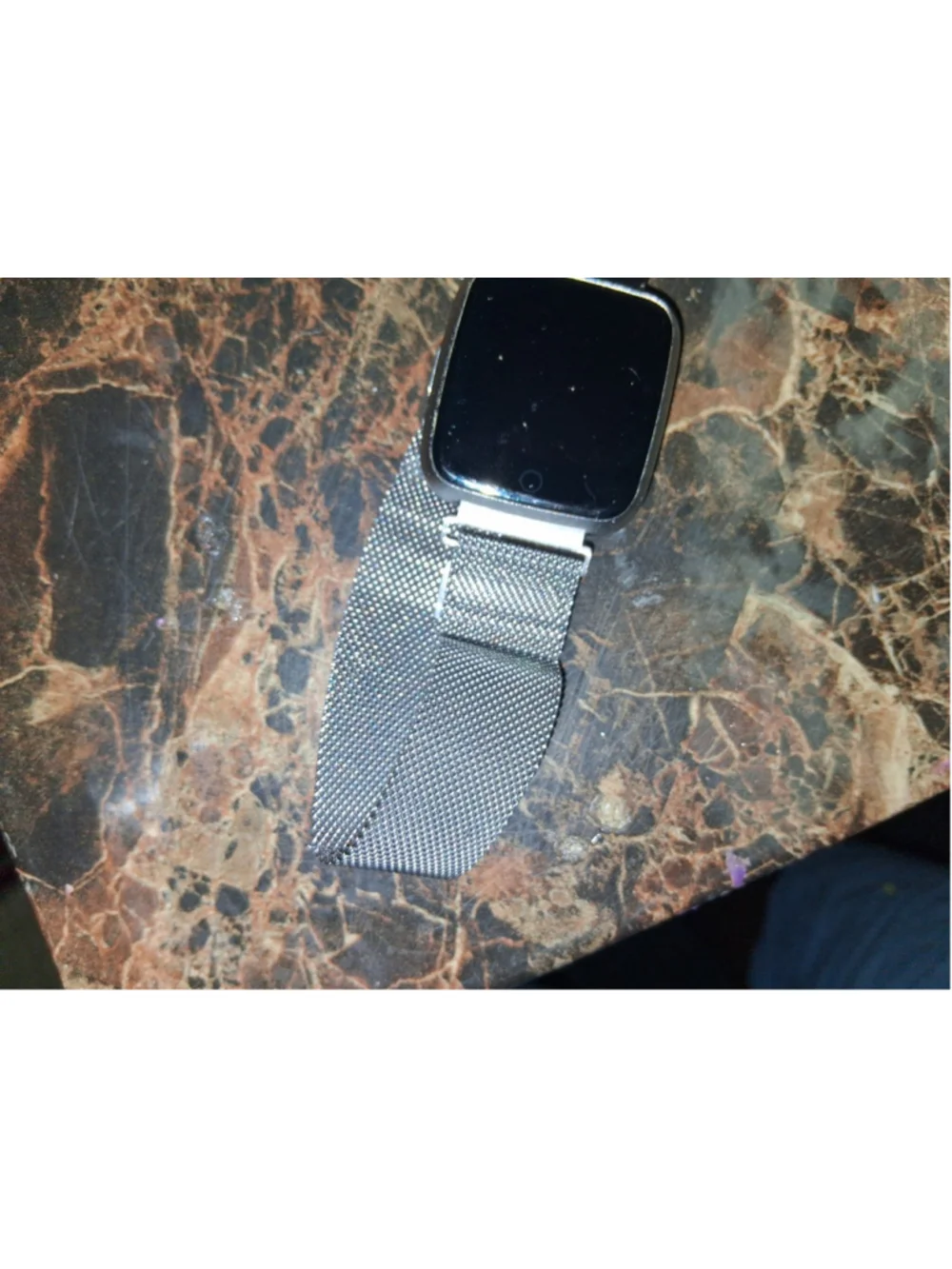Not Working Smart Watch 40mm Black Metal Case Gray Stainless Steel Mesh Band